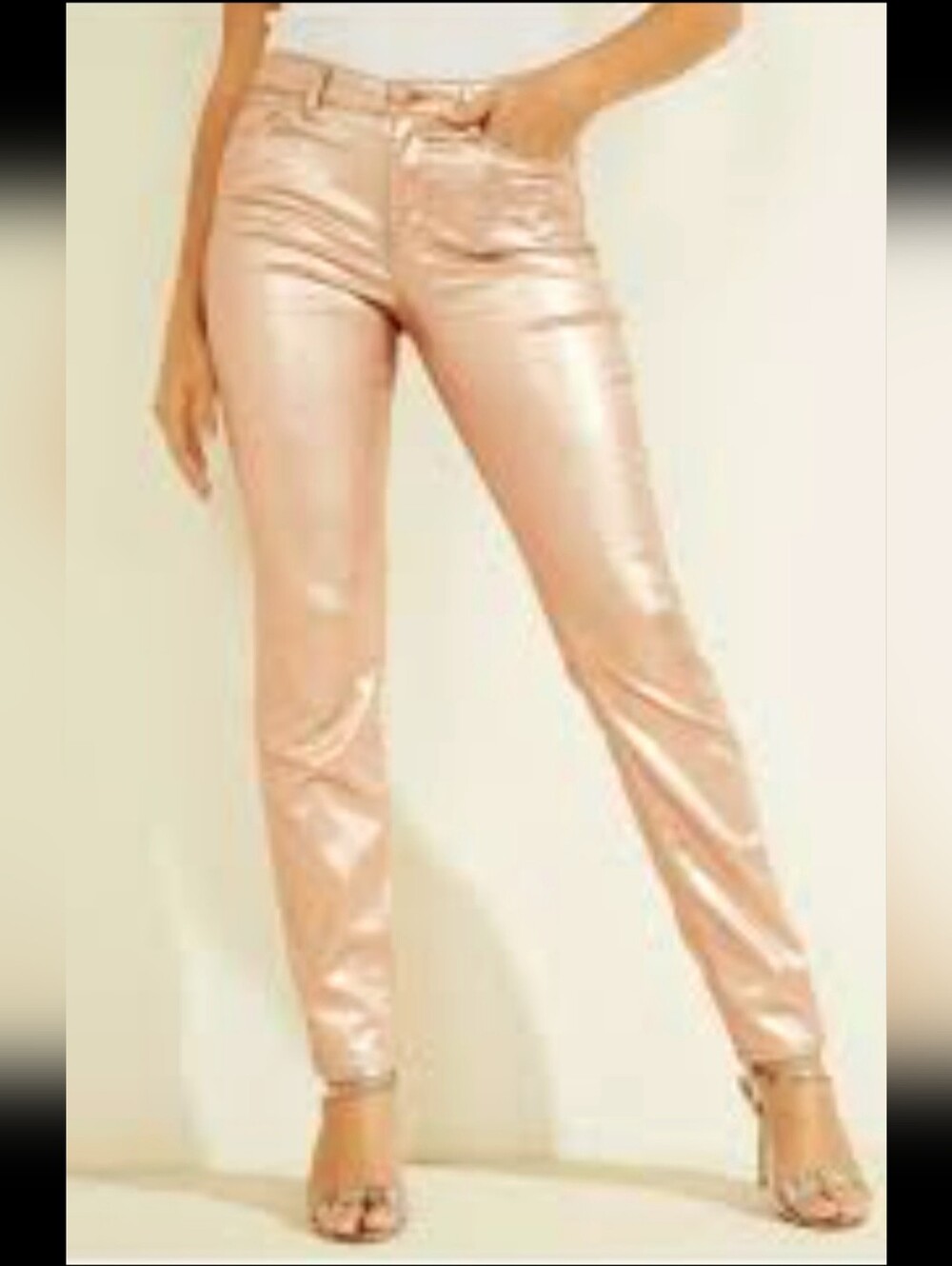 Lane Bryant Metallic Rose Skinny Cotton/Rayon Pants High Waist 20W